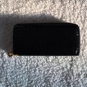 Black Textured Wallet Clutch